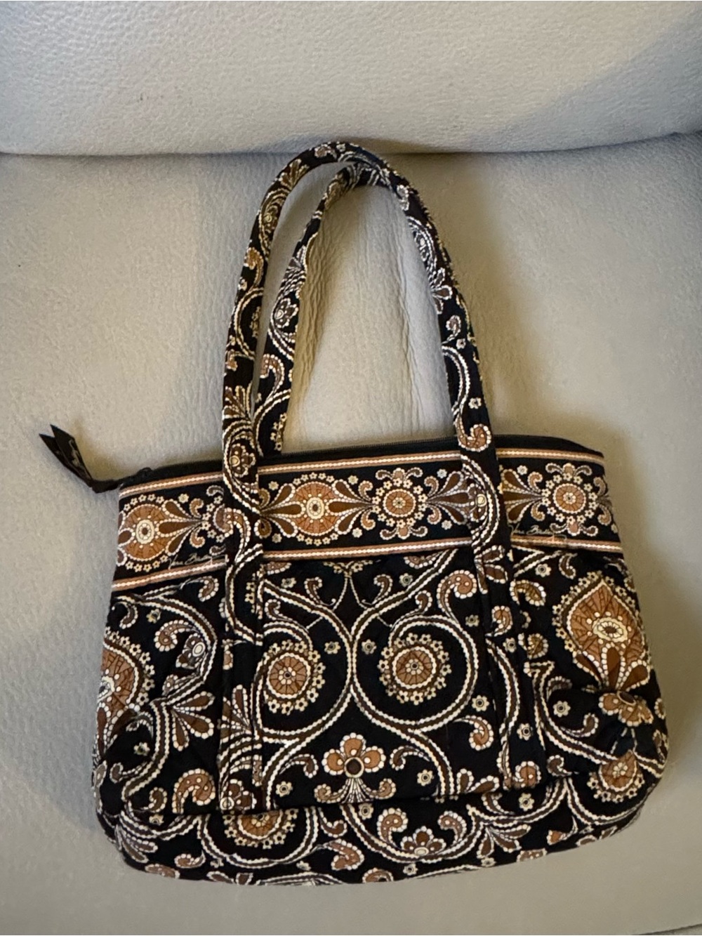 Vera Bradley Quilted Black and Brown Floral Tote Bag